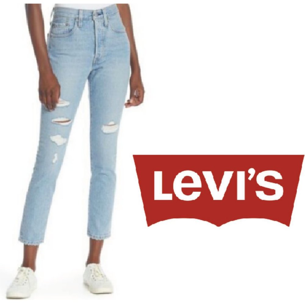 NWT Levi's 501 High Rise Skinny Destroyed Size 26